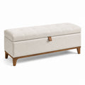 Aufbewahrungsbank Textil Massivholz Beige 120x40x45 cm