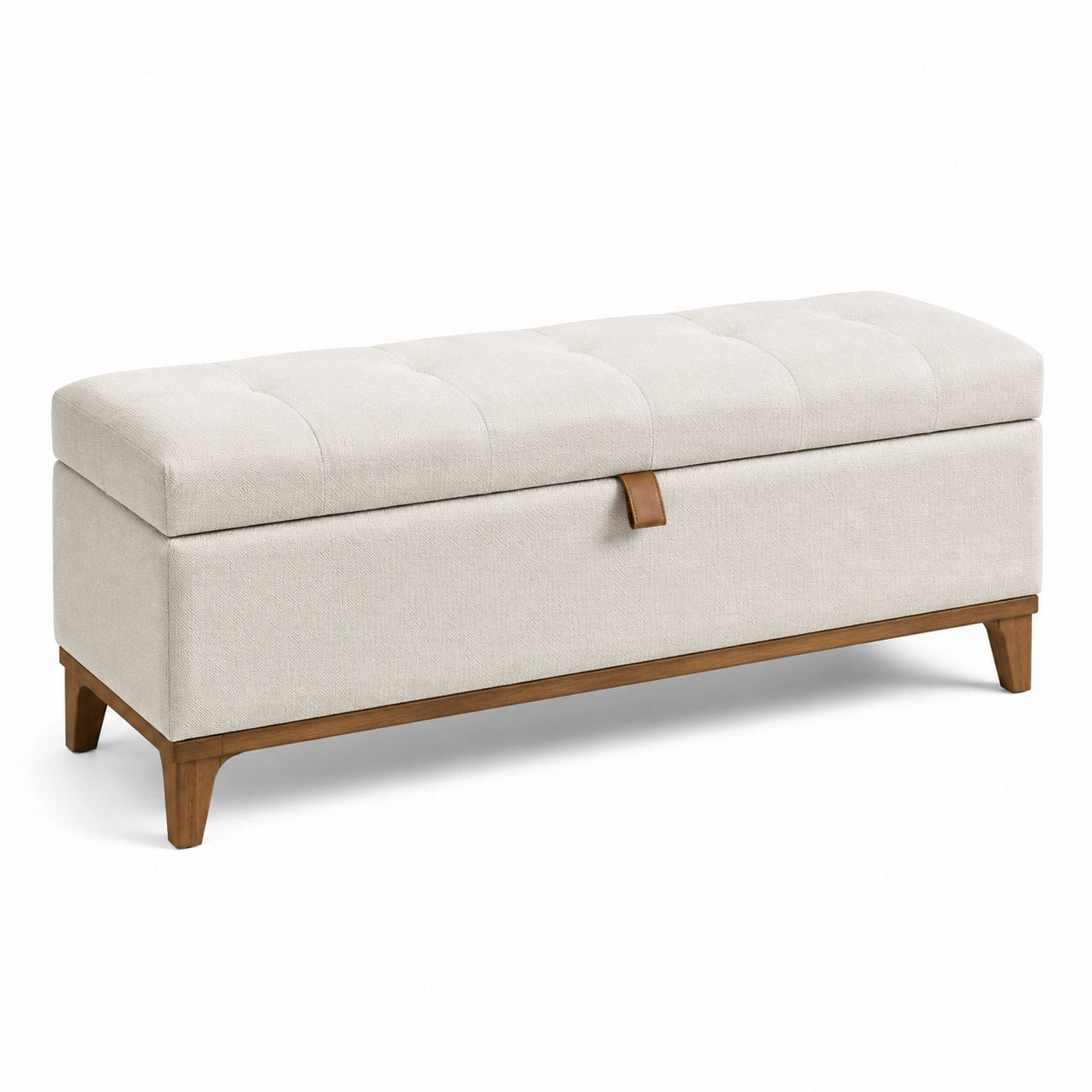 Aufbewahrungsbank Textil Massivholz Beige 120x40x45 cm