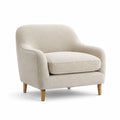 Sessel Beige Bouclé-Stoff Massivholzbeine 78cm