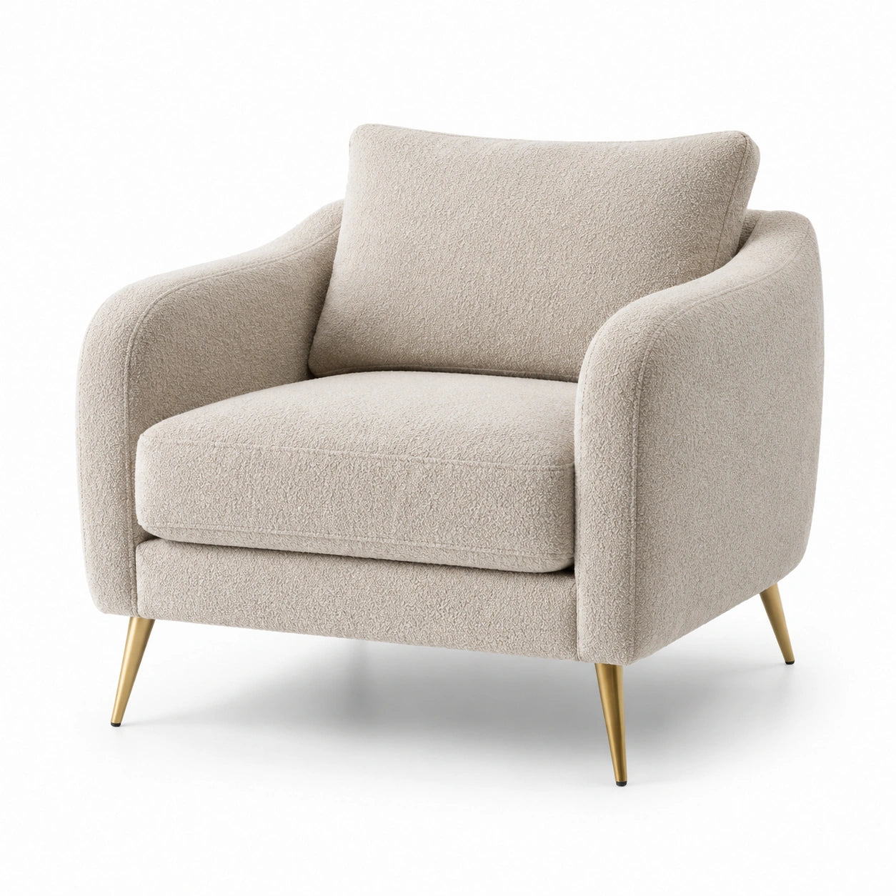 Polstersessel Bouclé Stoff Beige Metall Beine
