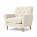 Stoffsessel Beige mit Massivholzbeinen
