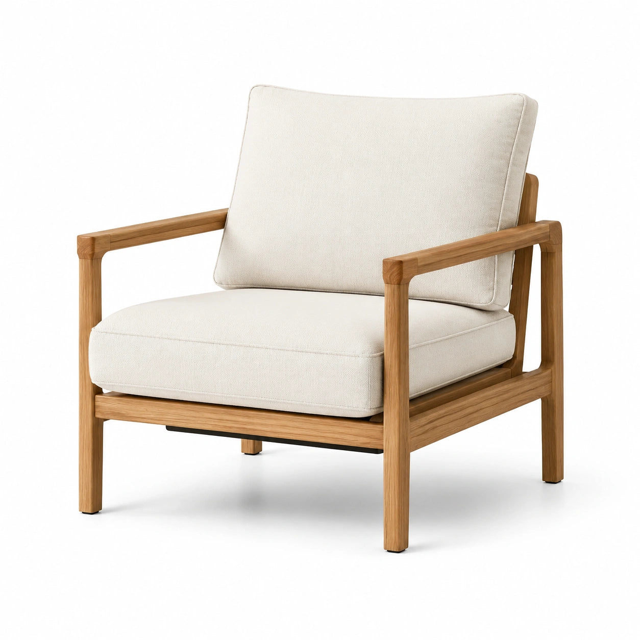 Sessel mit Eichenholzrahmen und Baumwollbezug in Beige