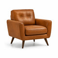 Ledersessel Braun Holzbeine 85x85x80 cm