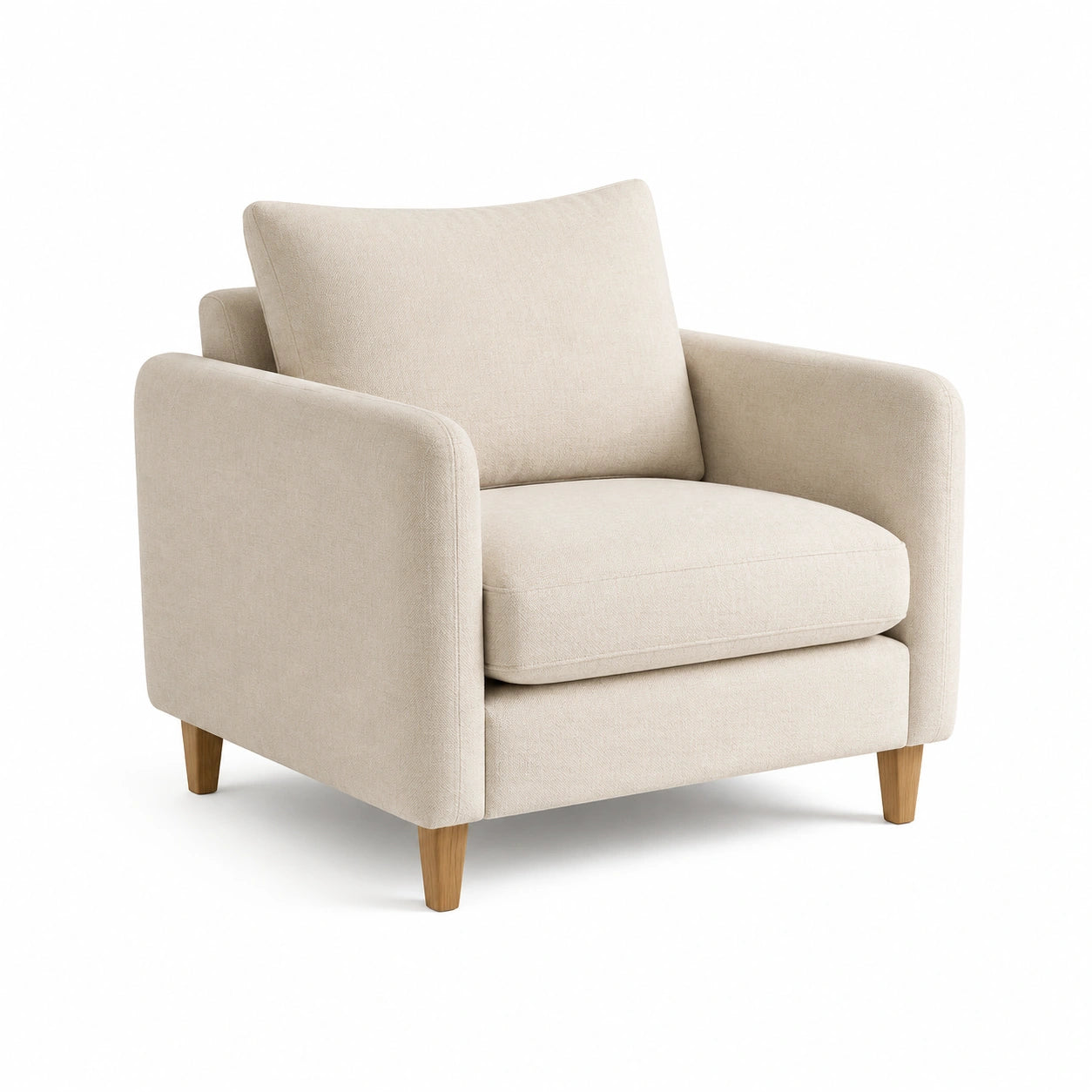 Sessel aus Stoff mit Eichenbeinen Beige