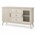 Sideboard aus Massivholz Beige mit gehärtetem Glastür und Schubladen 150x40x85cm