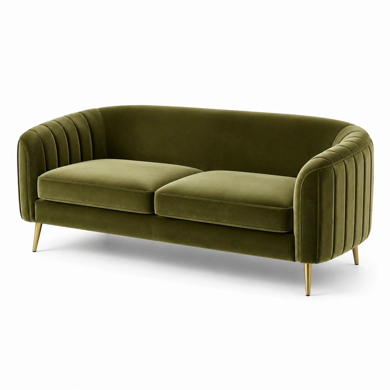 3-Sitzer Sofa aus Samt mit Metallbeinen in Olivgrün