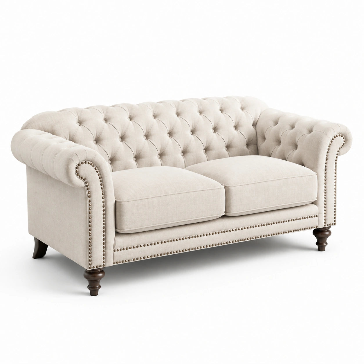 Chesterfield 2-Sitzer Sofa mit Leinenbezug, 200cm