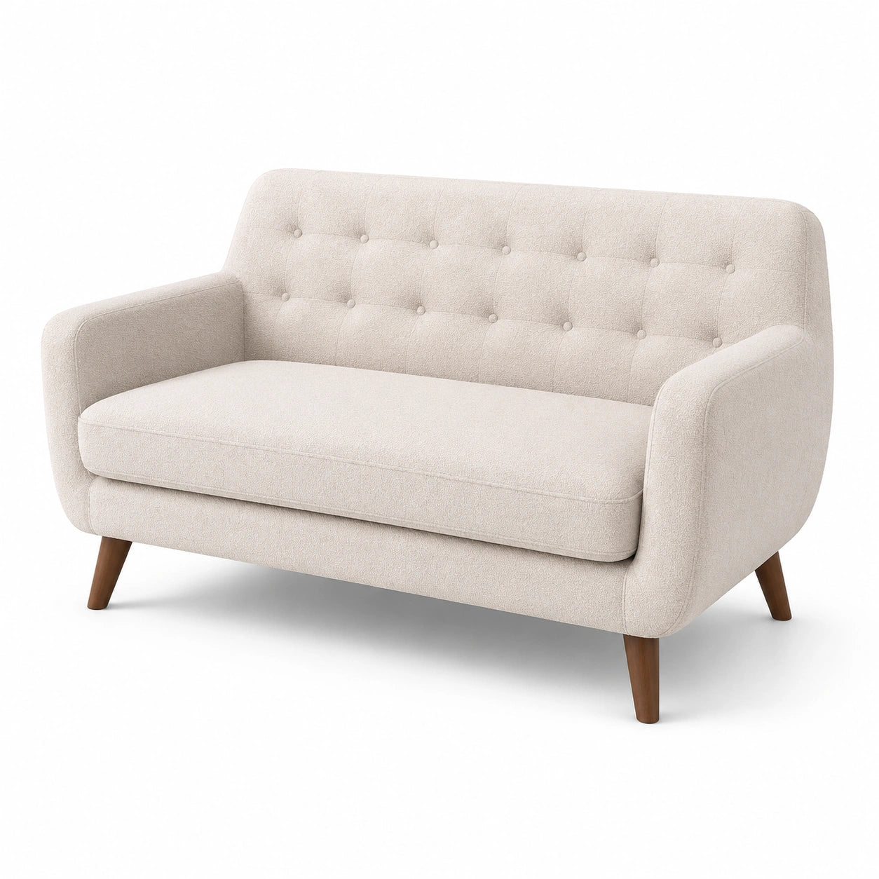Zweisitzer Sofa Beige Polyester mit Holzbeinen