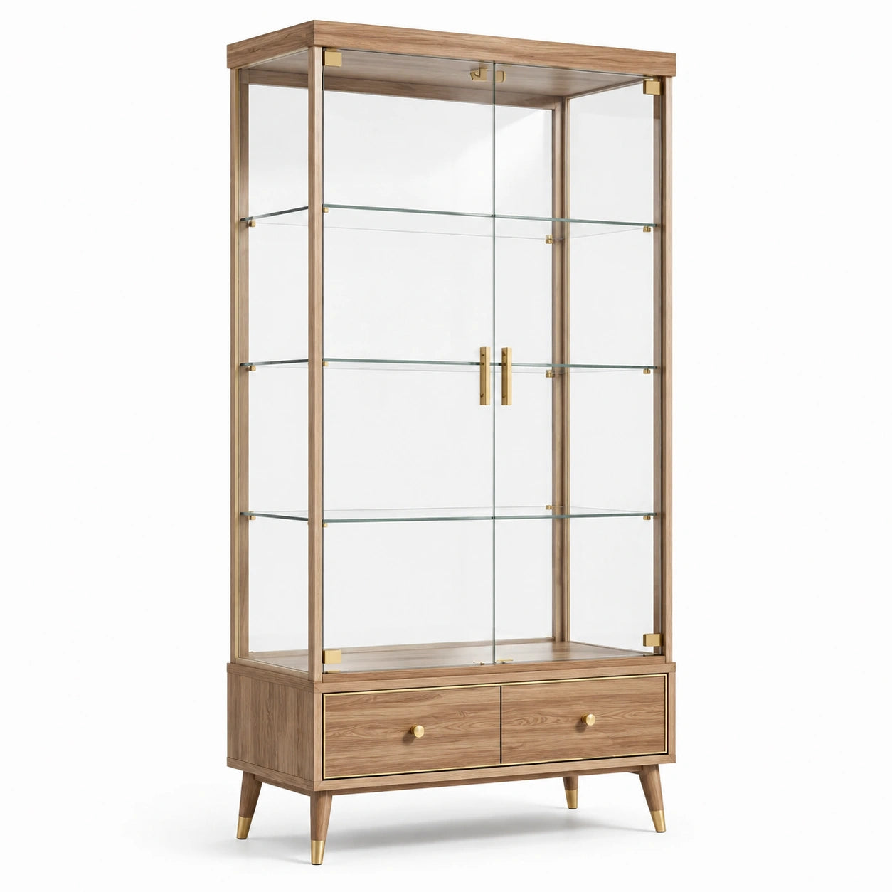 Vitrine aus Eichenholz mit Glastüren