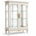 Vitrine aus Massivholz mit gehärtetem Glas 160 cm Hoch Weiß Gold