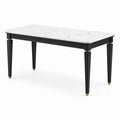 Rechteckiger Esstisch aus Marmor und Metall 160x80x75 cm Weiß Schwarz