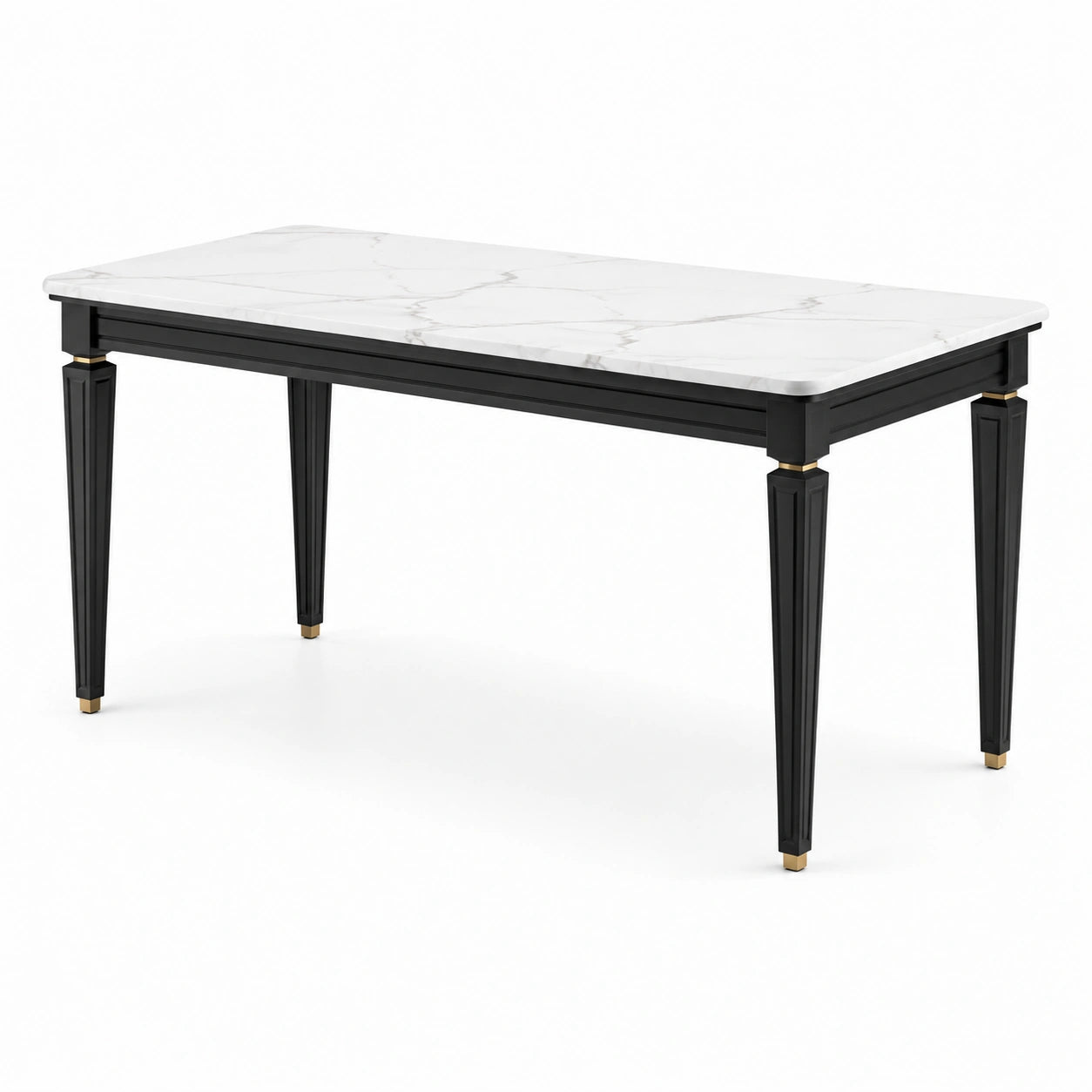 Rechteckiger Esstisch aus Marmor und Metall 160x80x75 cm Weiß Schwarz