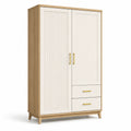 Kleiderschrank aus MDF und Eichenfurnier mit Metallgriffen