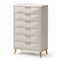 Kommode mit Marmoroptik-Oberfläche MDF Beige Gold Metall 5 Schubladen
