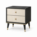 Holz Nachttisch mit 2 Schubladen, Schwarz/Beige