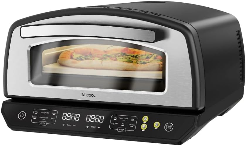 Be Cool Pizzaofen, 33 cm, 2000 W, Schwarz, Multifunktions mit Pizzaste