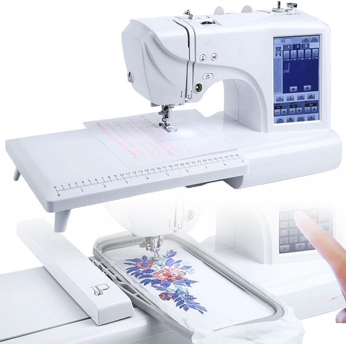 Automatische Einfache Nähmaschinen, 9,2 Zoll, Grau, elektrische Näh- und Stickmaschine mit 158 integrierten, 4 x Stickbereich