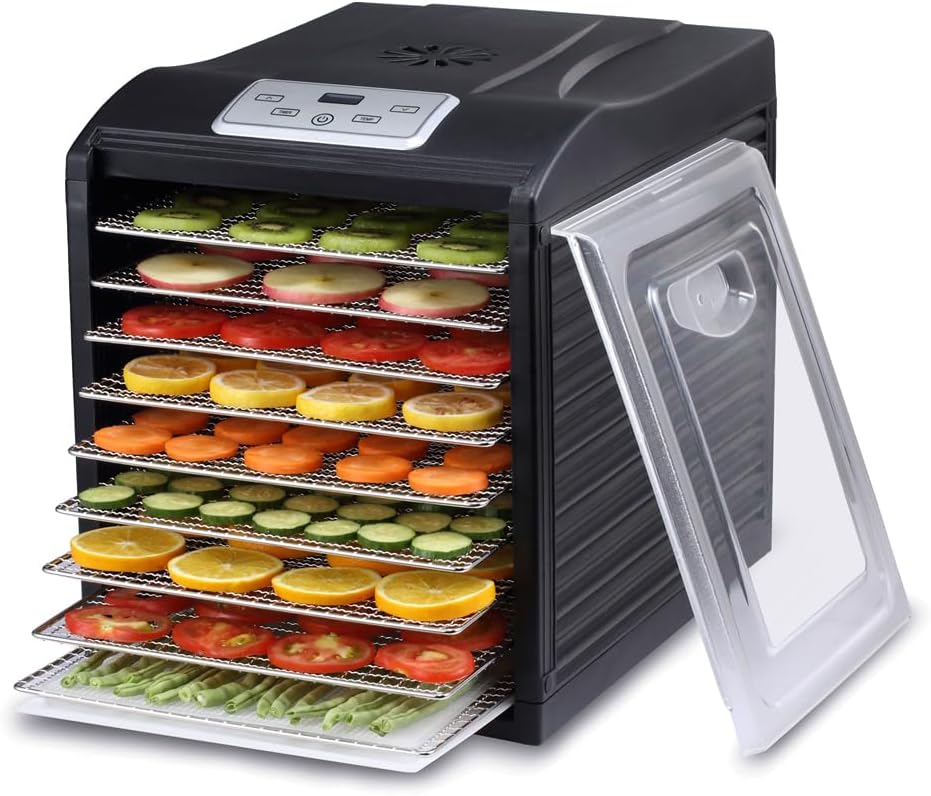 Bio Chef Dörrautomaten, 600 W, Schwarz, Arizona Sol Dörrgerät für Lebensmittel mit 9 Ablagen, Digitalanzeige, Timer