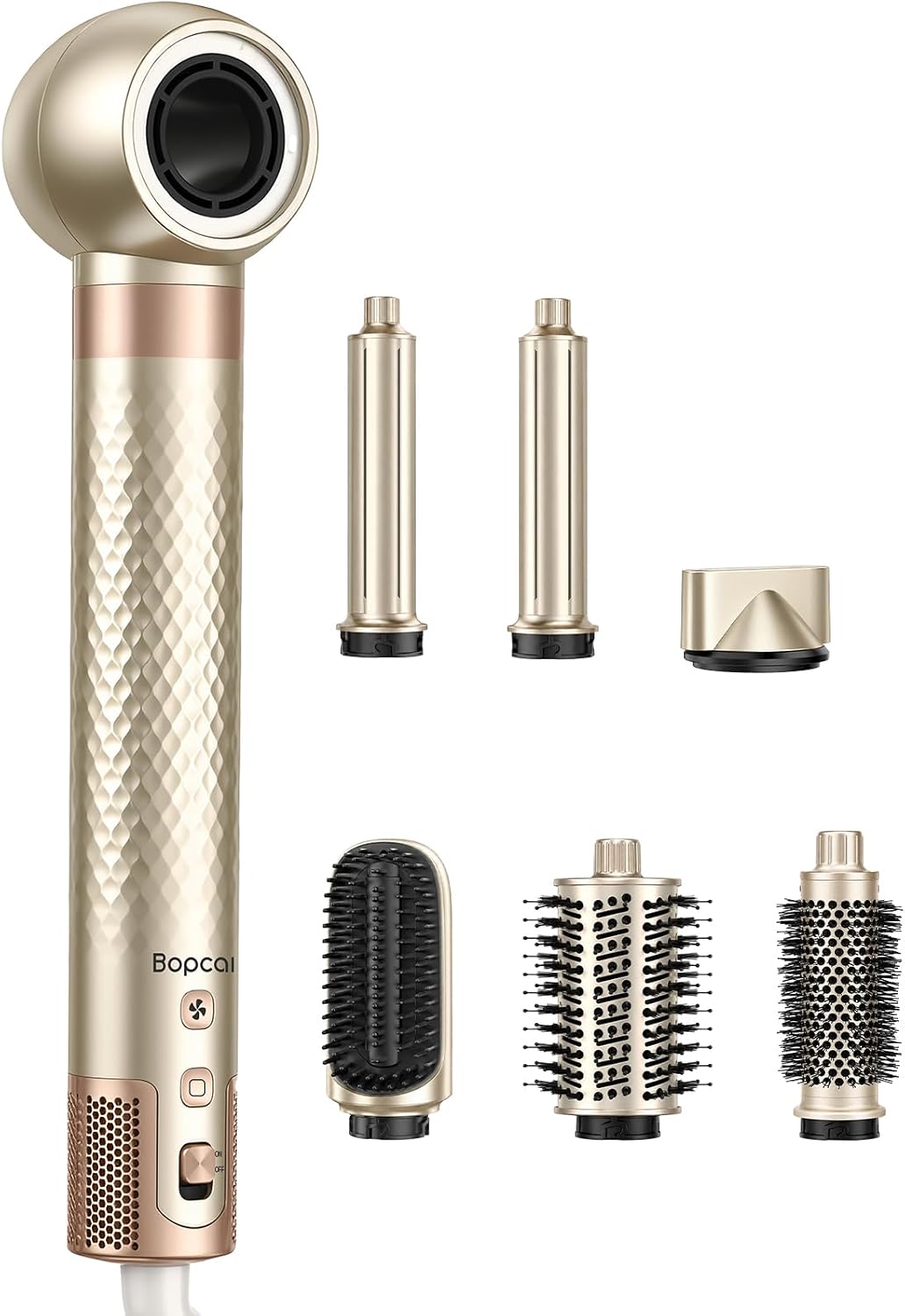 Bopcal Multistyler, 1400 W, Schwarz, 7 in 1 Airstyler, Professioneller Hairstyler Set, Ionen Föhn 160000 U/min mit Auto-Wrap Lockenstab