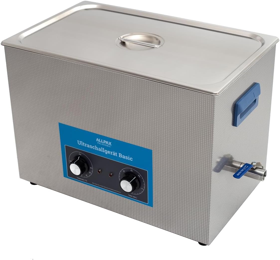 Allpax Reinigung & Pflege, 30 Liter, Robuster Edelstahl, Schwarz, PALSSONIC Basic Ultraschallreiniger - mit Heizung