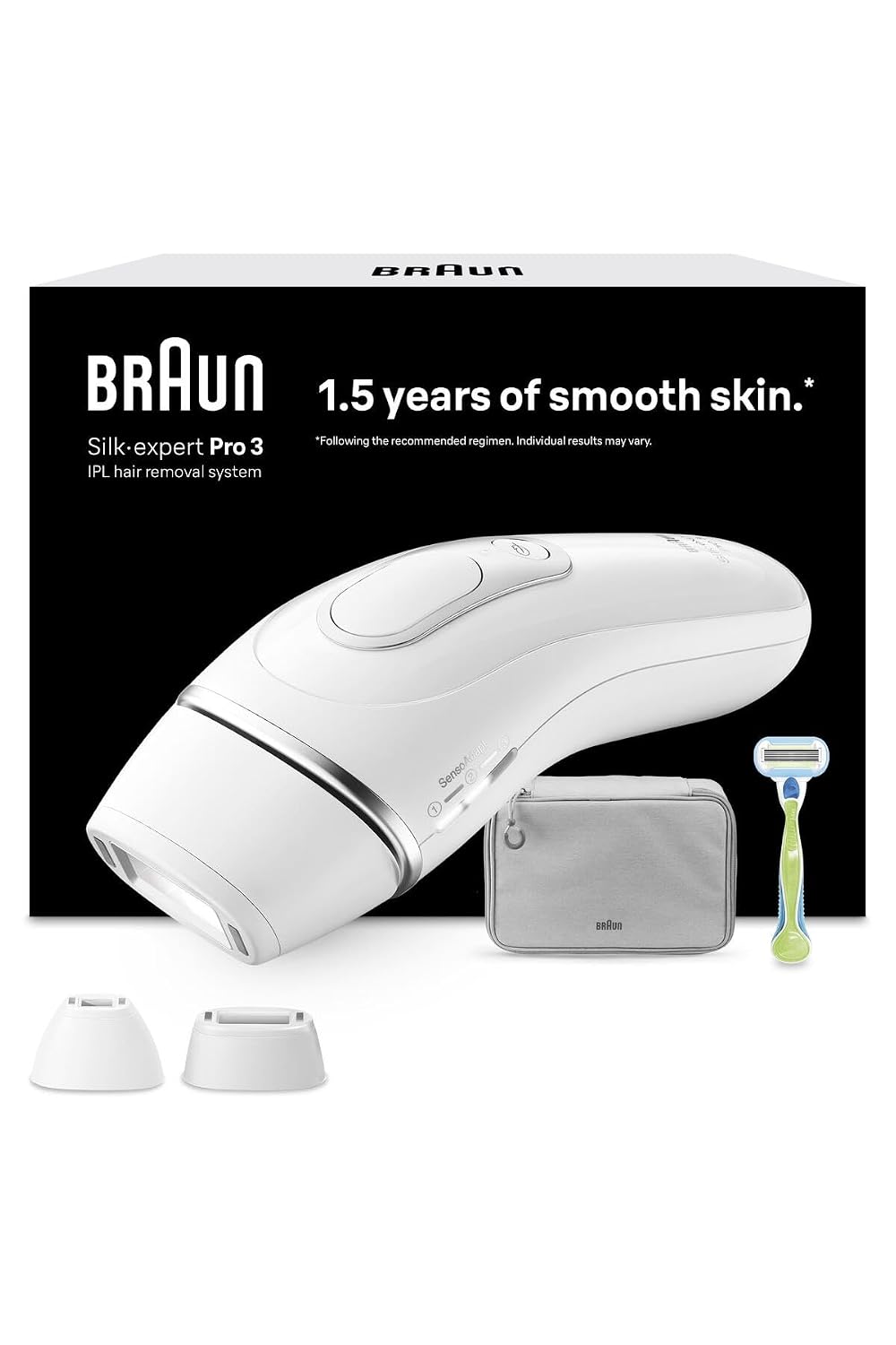 Braun Systeme, Braun/Weiß/Silber, Silk·expert Pro 3 Epilierer mit Lichtimpulsen, semi-Definitive Haarentfernung der Haare