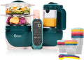 Babymoov Gefrierschrank, Grün, Set Nutribaby Plus Opal Green - Babynahrungszubereiter, 2200ml Fassungsvermögen + Babybols Aufbewahrungsbehälter