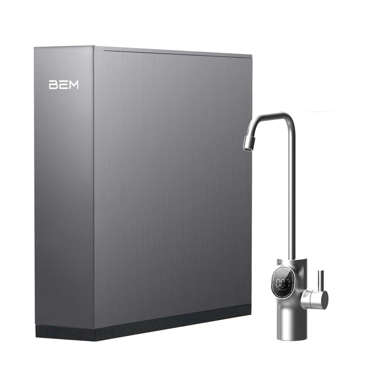 BEM Wasserhahnfilter, Grau, Orion Ultra Slim Tankloser Wasserfilter, Umkehrosmoseanlage, mit Intelligentem LED-Wasserhahn