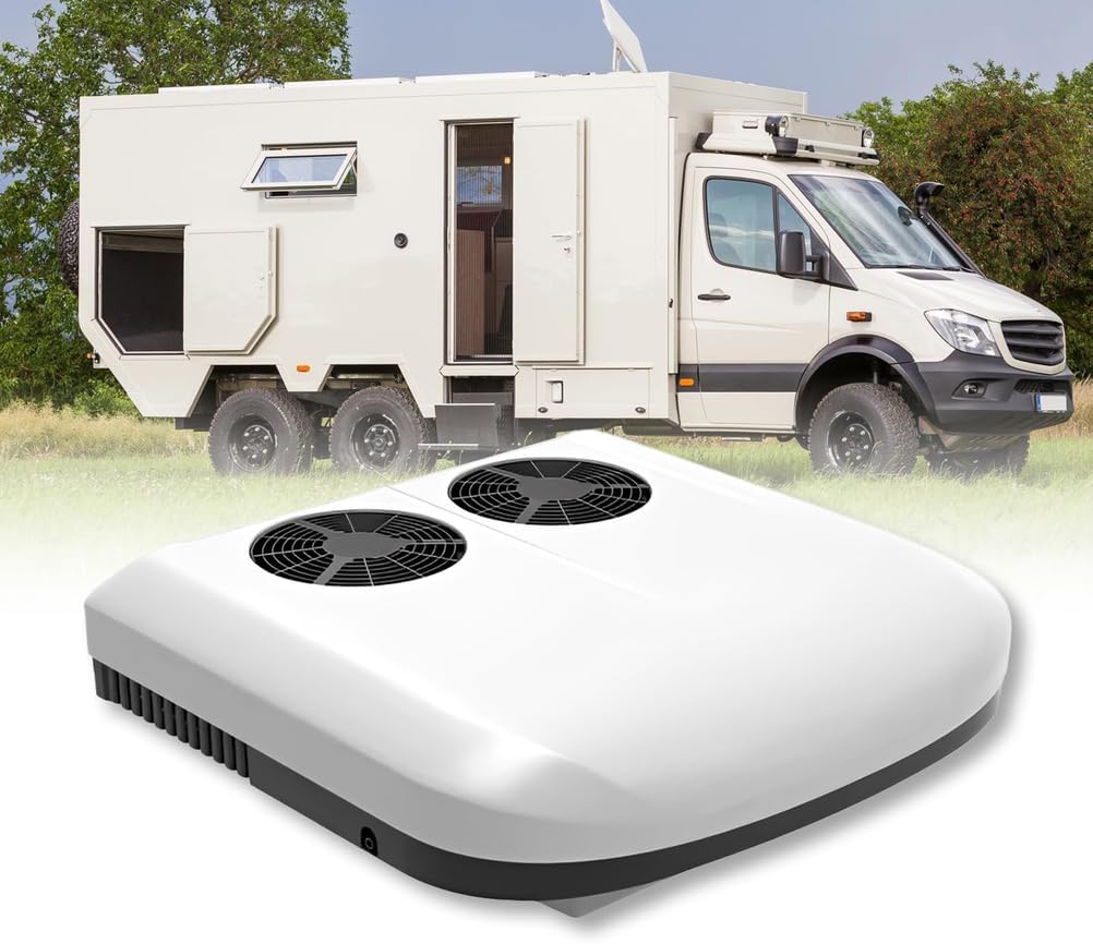 12 Mobiles Klimagerät, 12 V, Weiß, V Dachklimaanlage, 8500 BTU Doppel-Lüftereinheit für Wohnmobil, Boot, schnelle Kühlung