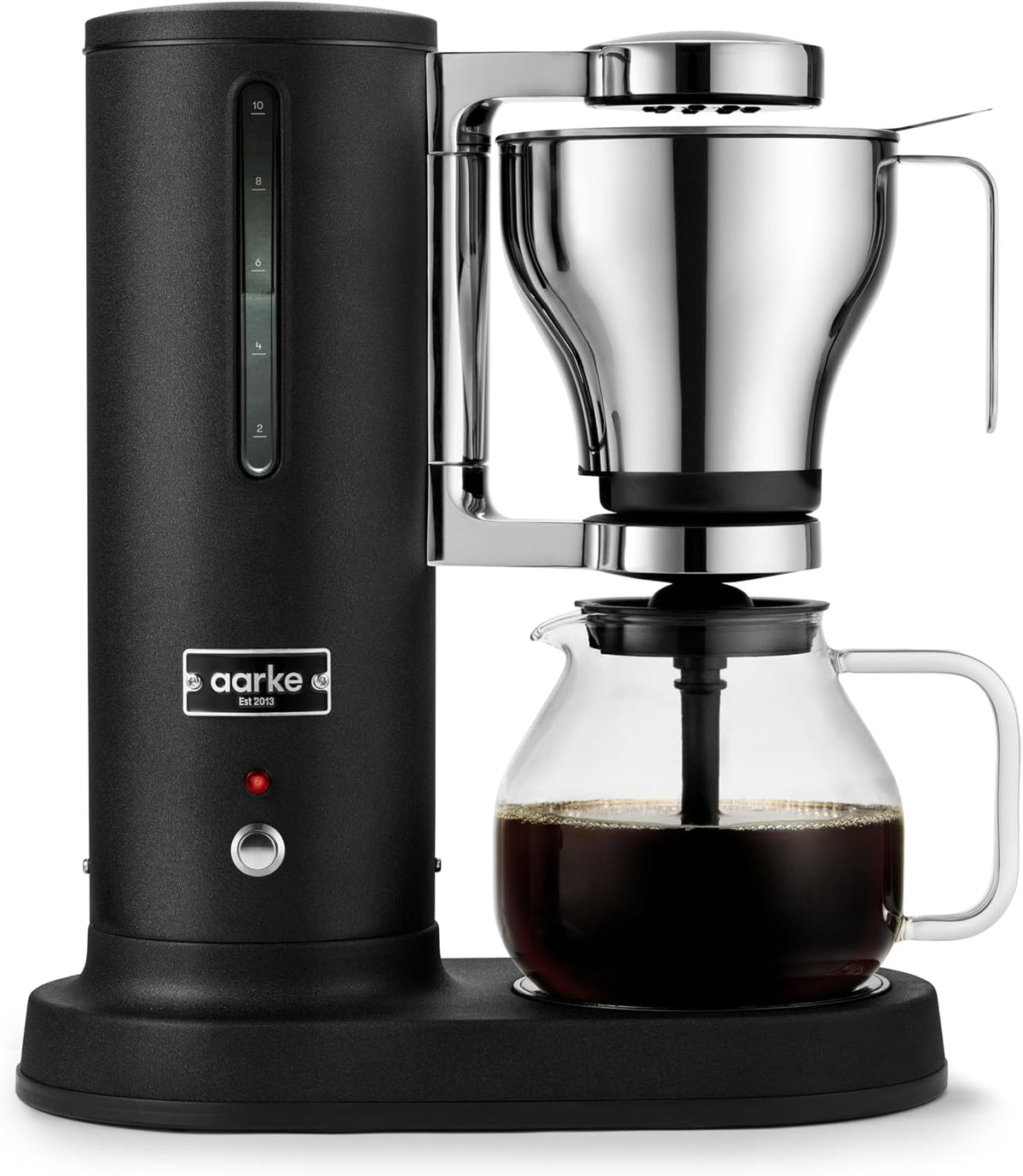 aarke Kaffeemaschine, 1.25 L, Schwarz/Silber, Filter, Glaskaraffe, Warmhaltefunktion, 10-Tassen-Kapazität, Modernes Design
