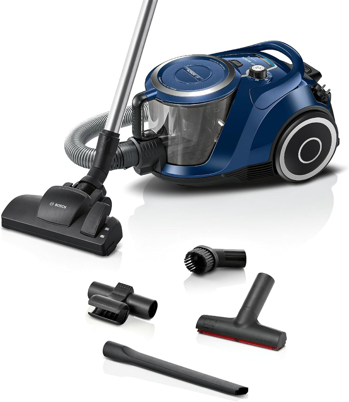 Bosch Staubsauger, 650 W, Blau, beutellos Serie 6 BGC41XECO, Hygiene-Filter, 10 Jahre Motorgarantie, XXL-Polsterdüse & Fugendüse