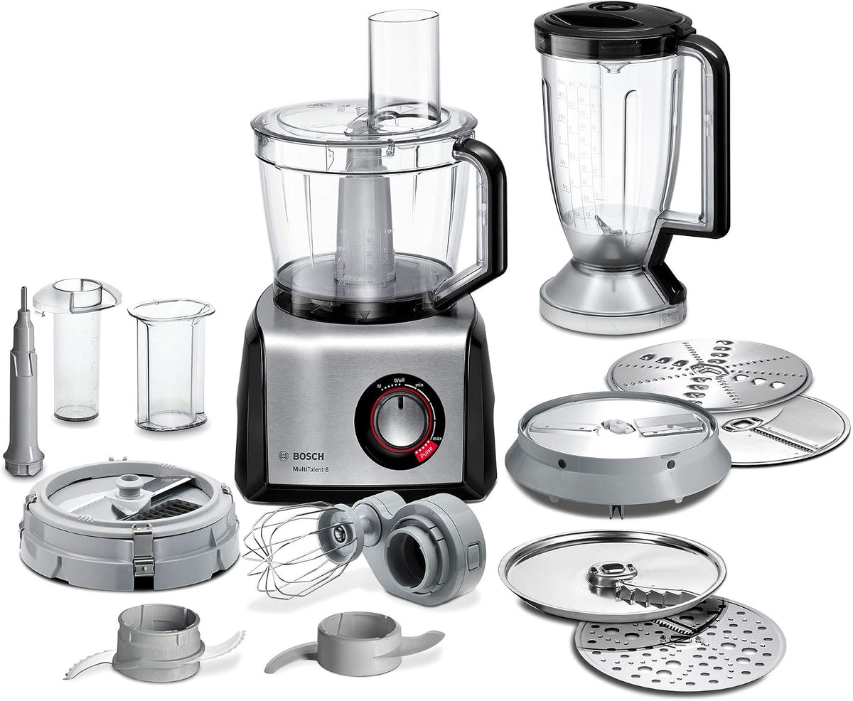 Bosch Stabmixer, 1250 W, 3,9 L, 1,5 L, Schwarz, Kompakt-Küchenmaschine MultiTalent 8 MC812M865, 45 Funktionen, XXL-Rührschüssel