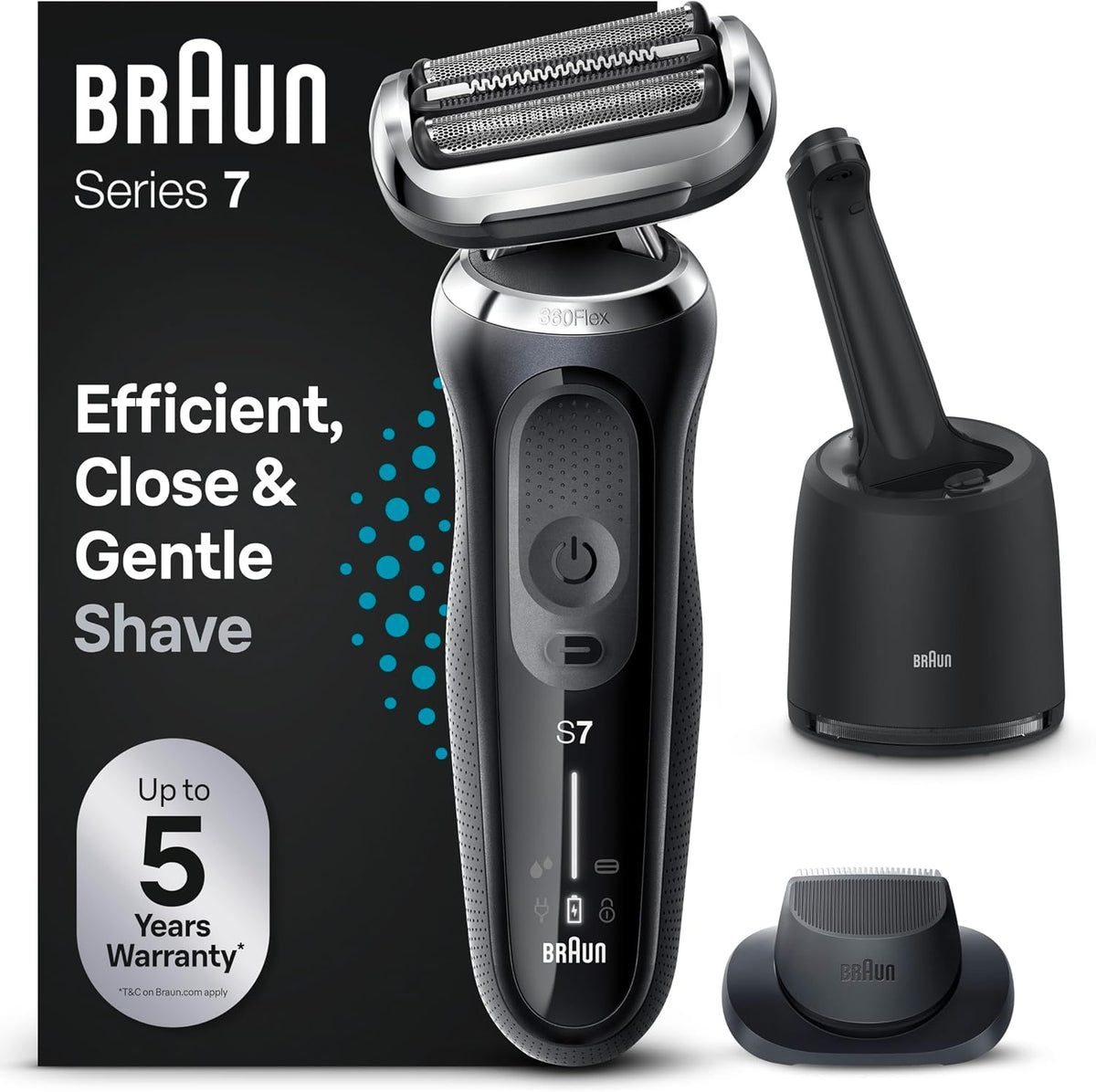 Braun Elektrorasierer, Braun/Schwarz, Rasierer Herren Elektrisch Series 7, 71-N7200cc, Schwarz, Kabelloser, Barttrimmer
