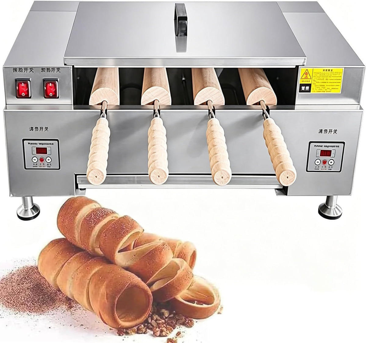 Azcabjie Kaminofen, 3000 W, Edelstahl, Schwarz, Multifunktionaler elektrischer, 3000-Watt-Eiswaffelgrillofen mit Einstellbarer Temperatur