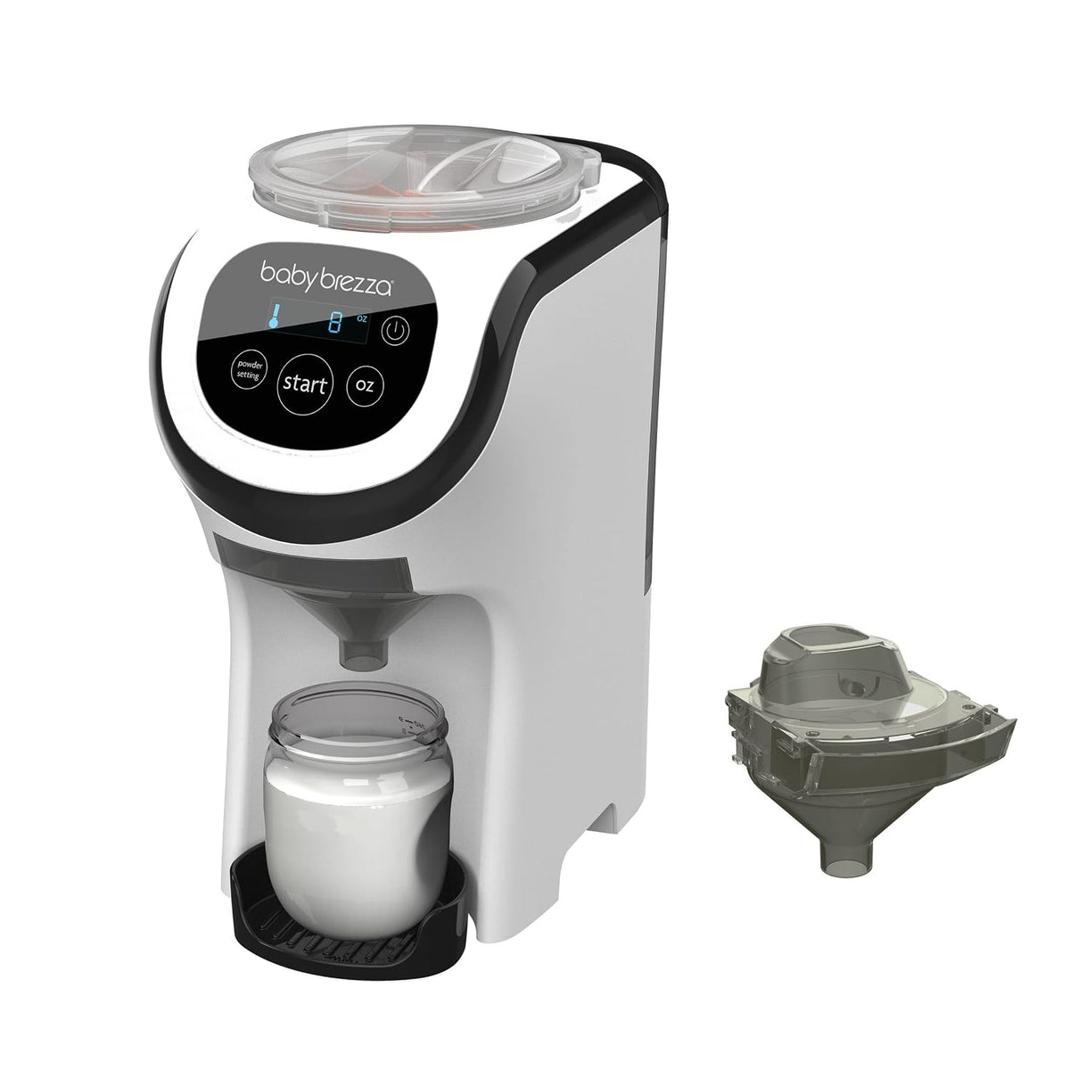 Baby Brezza Milchpulver-Portionierer, Grau, Formula Pro Mini Bundle Automatischer Flaschenzubereiter, inkl. extra Milchpulvertrichter