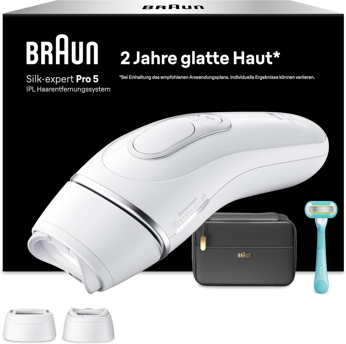 Braun Systeme, Braun/Weiß/Silber, IPL Geräte Haarentfernung Silk·expert Pro 5, PL5234, Alternative Laser Haarentfernung für Zuhause