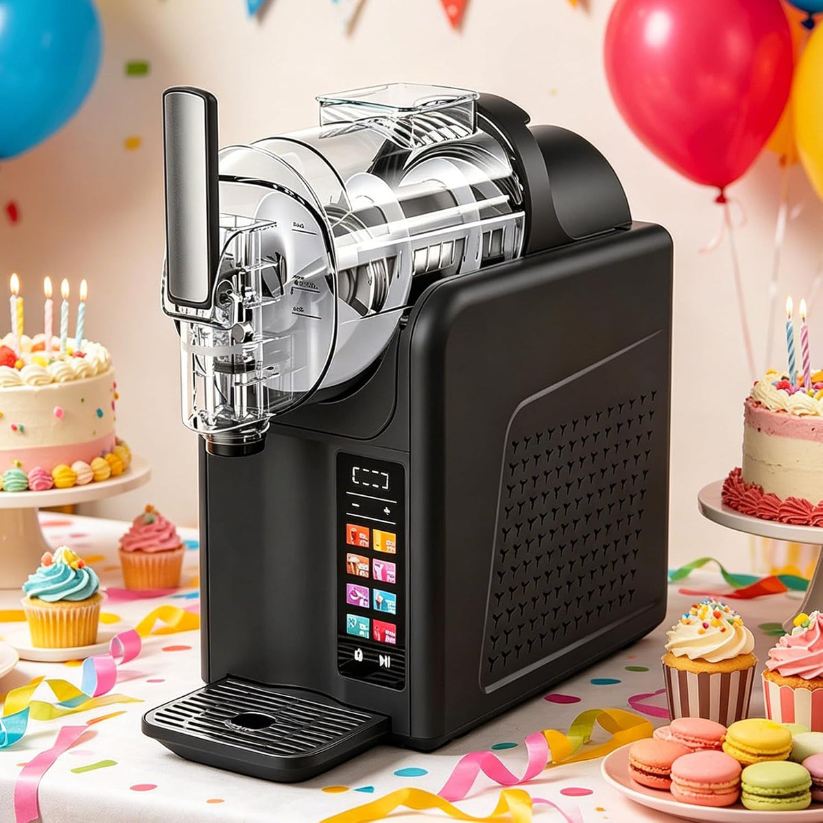 AityBuy Eismaschine, Schwarz, Slush-EIS-Maschine, 7-in-1-Slush-Eis-Maschine, Soft Mit Einem Oder Zwei Rührköpfen