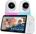Babysense Kamera, Schwarz, Full HD Split-Screen-Babyphone mit 2 s, Nachtlicht in 6 Farben, Geräusch- & Lichtmaschine