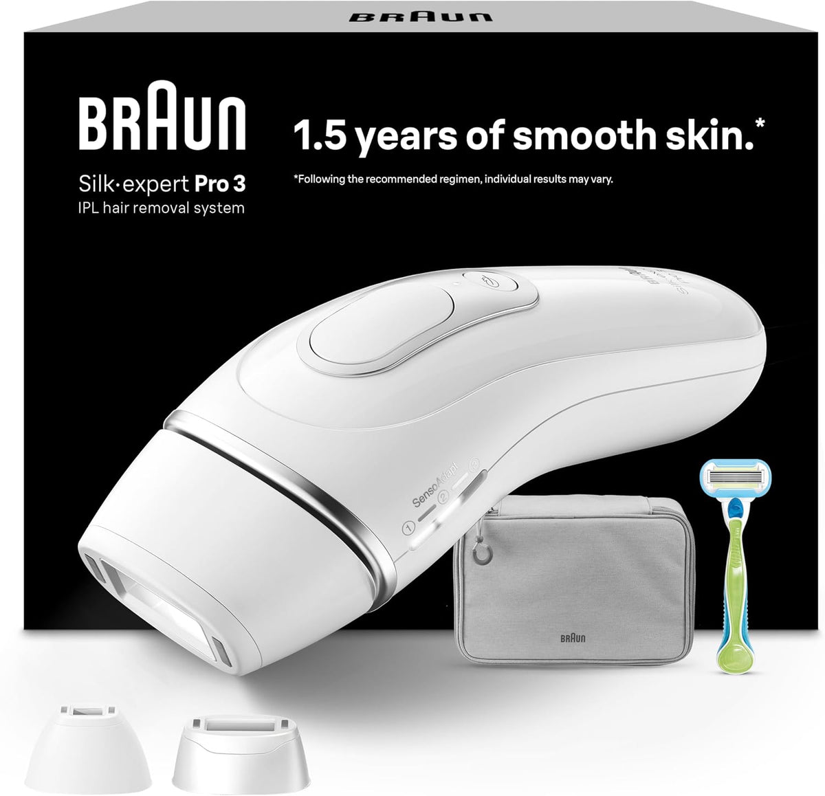 Braun Systeme, Braun/Weiß/Silber, IPL Geräte Haarentfernung Silk·expert Pro 3, PL3222, Alternative Laser Haarentfernung für Zuhause