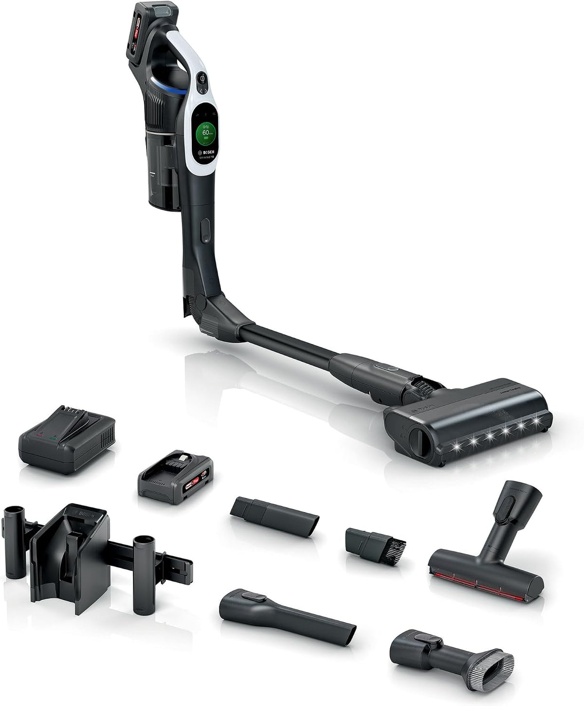 Bosch Staubsauger, 4 Ah, Weiß, Akku- Unlimited 10 BTS1042WAC, kabellos, MicroClean Technology, TFT-Display, Staubkomprimierung