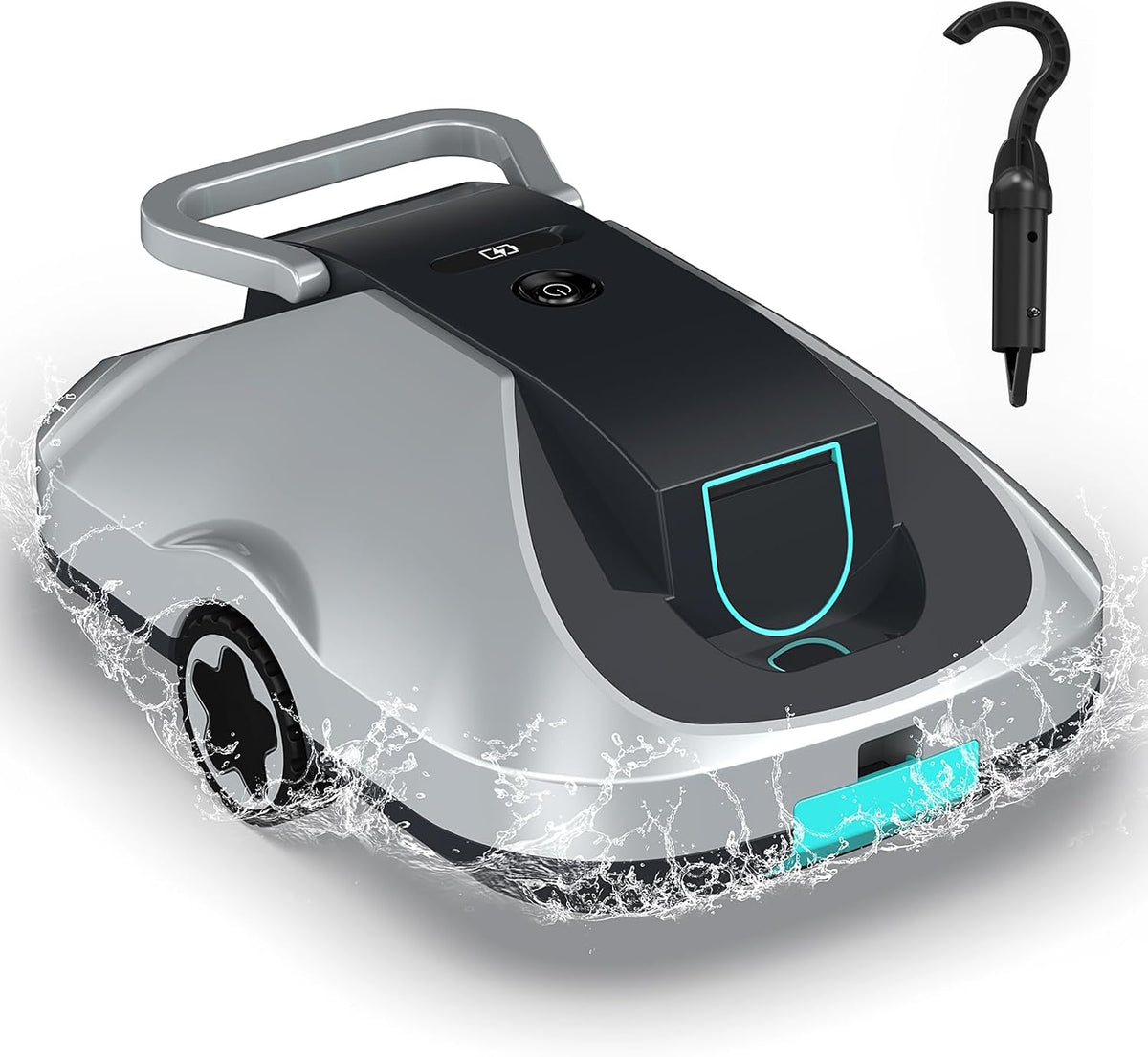 Bocxi Poolroboter, 232 m, Grau, Akku, kabelloser Poolsauger Akku für Aufstell- und Einbaubecken, Automatische Reinigung mit Selbsteinparkfunktion