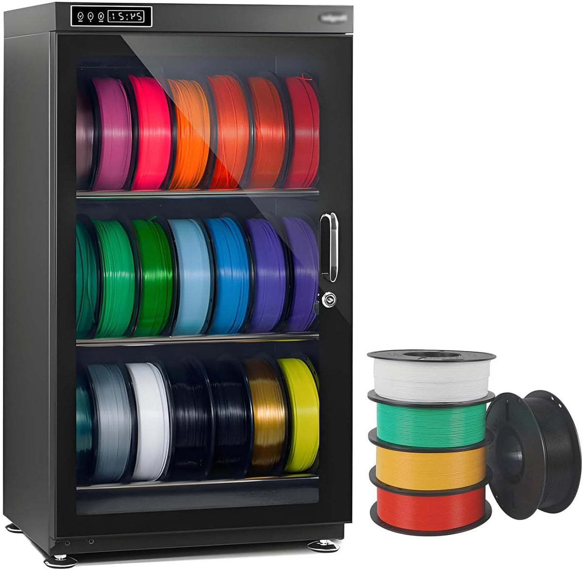 BOOZXCV 3D-Drucker, 115l, Grau, Filament-Trockenbox, großer, feuchtigkeitsabweisender Trockenschrank, Luftfeuchtigkeitsbereich