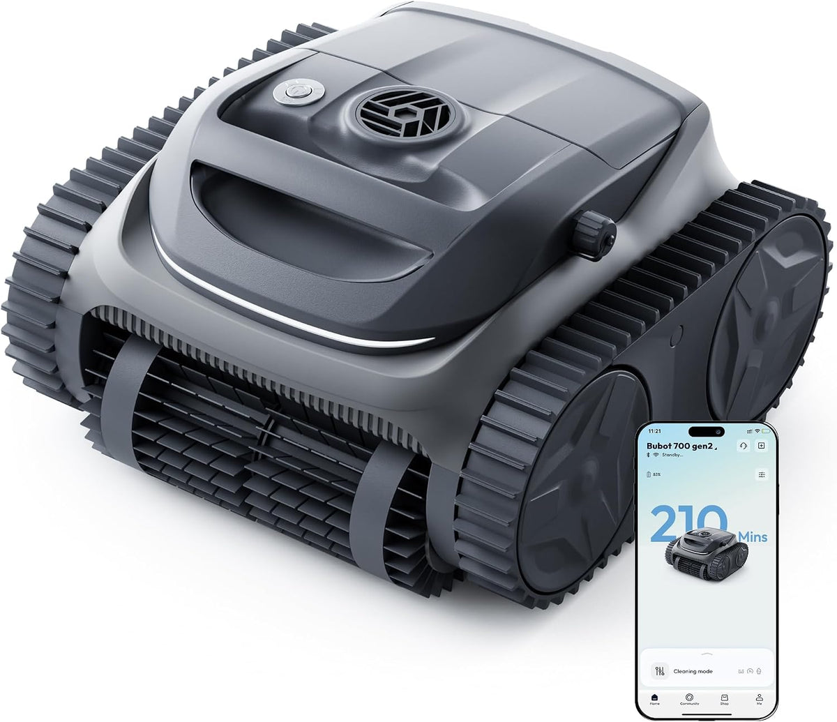 BUBLUE Poolroboter, Schwarz, (2026 Neu) Bubot 700 Gen2 Kabelloser Poolreiniger bis, Dreimotor mit Appsteuerung & Intelligente Navigation