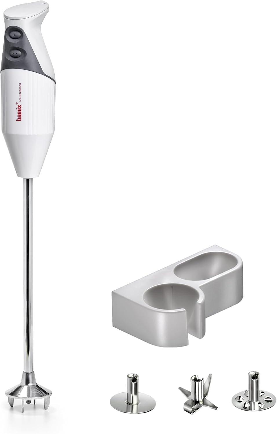 bamix Stabmixer, Silber/Weiß, Set G350 GASTRO PRO-3 inkl. Multifunktionsmesser, Quirl-Aufsatz und Schlagscheiben-Aufsatz